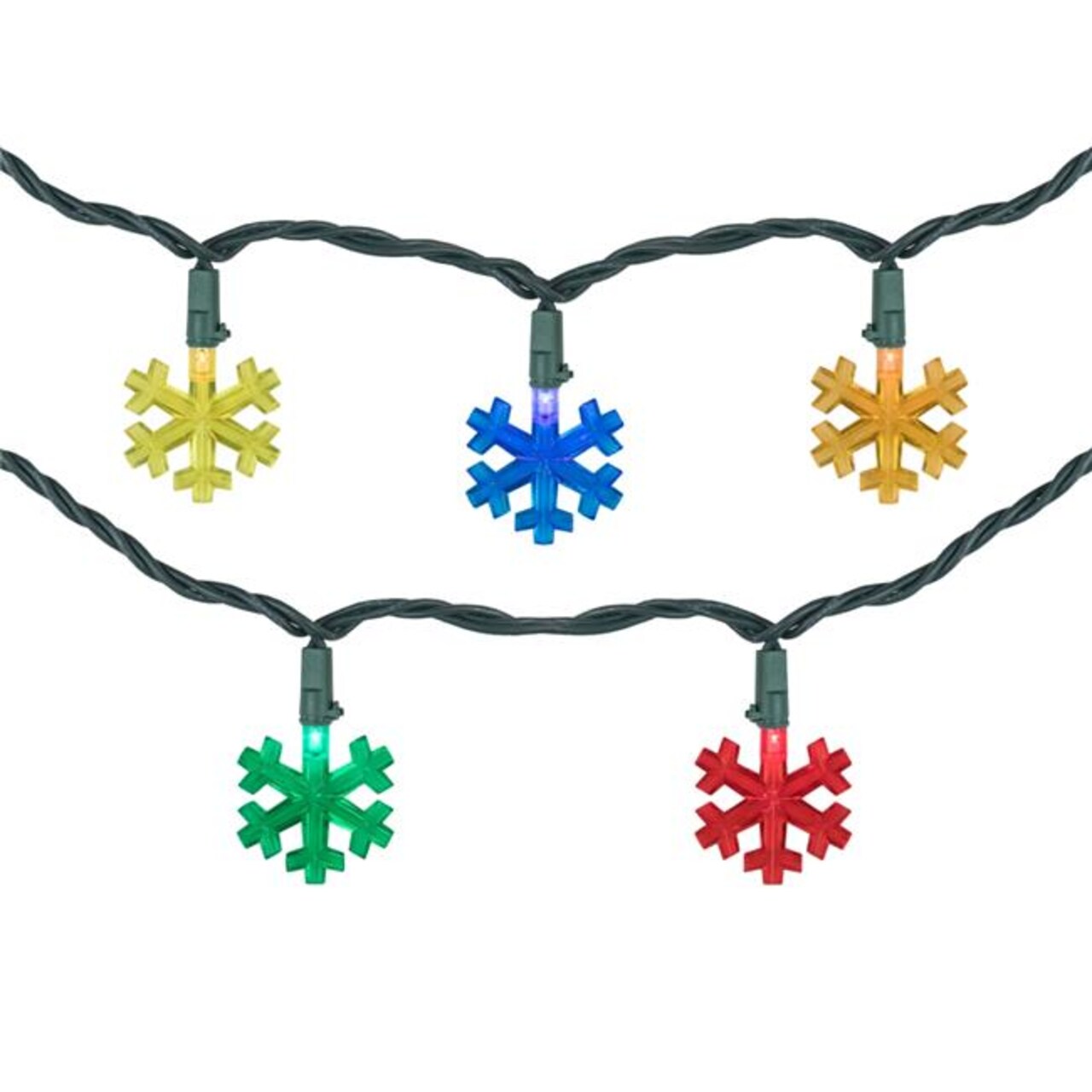 Northlight 34851764 4 ft. Green Wire Multi-Color LED Snowflake Christmas Light Set - 10 Count